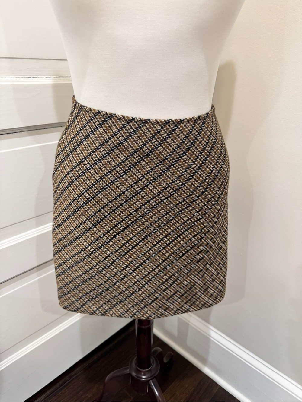 Free People Tan and Black Plaid Mini Skirt